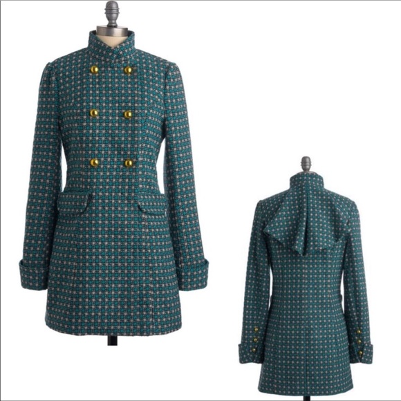 Tulle Jackets & Blazers - Tulle Bookstore Betty Coat Mod Retro In Teal Lg